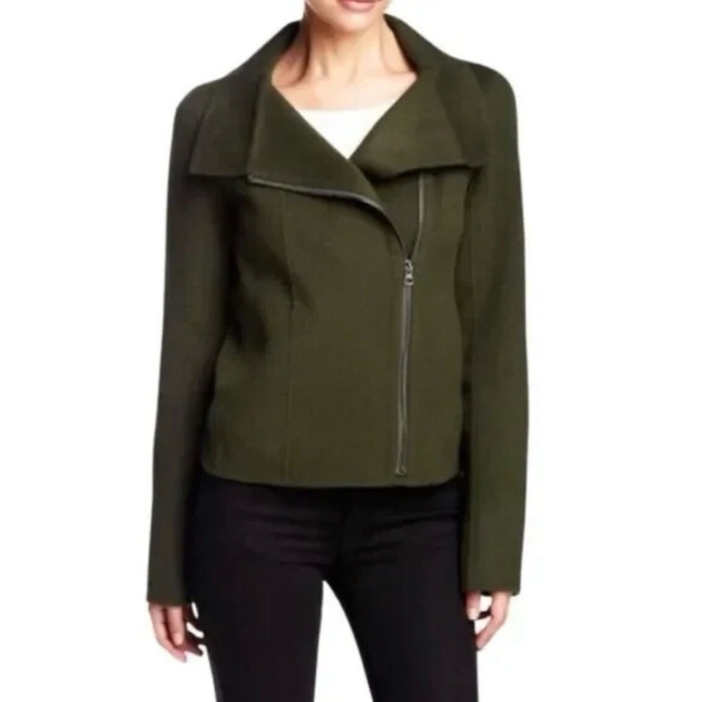 Vince Olive Green Wool Moto Jacket